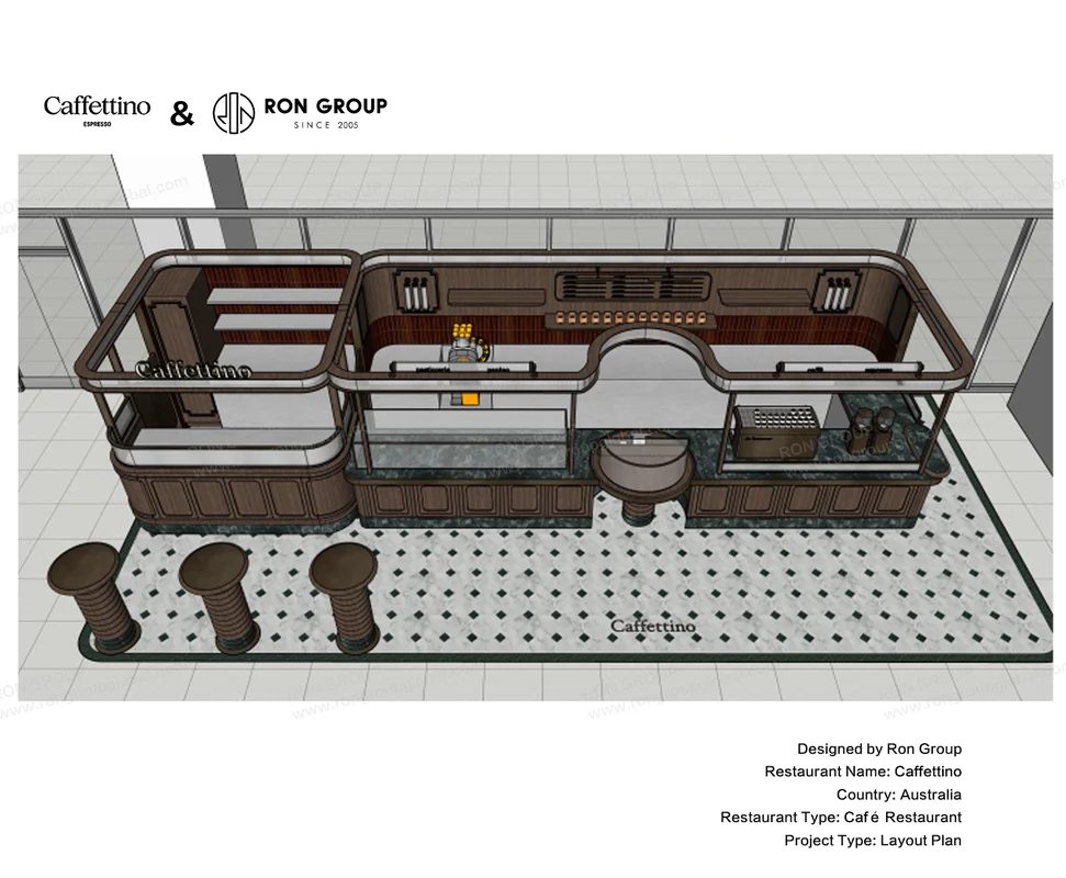 Caffettino counter 3D layout plan