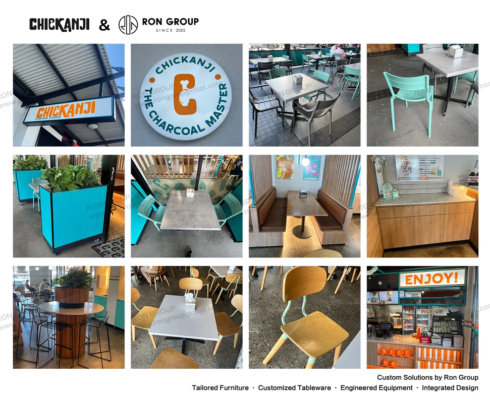 Chickanji brand colours and seating