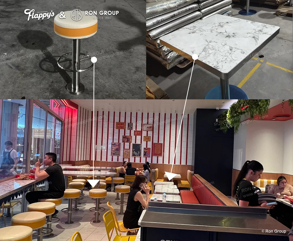 Flappys furniture in a lively dining setting
