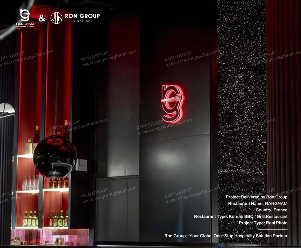 Gangnam Red Neon Sign On Dark Wall
