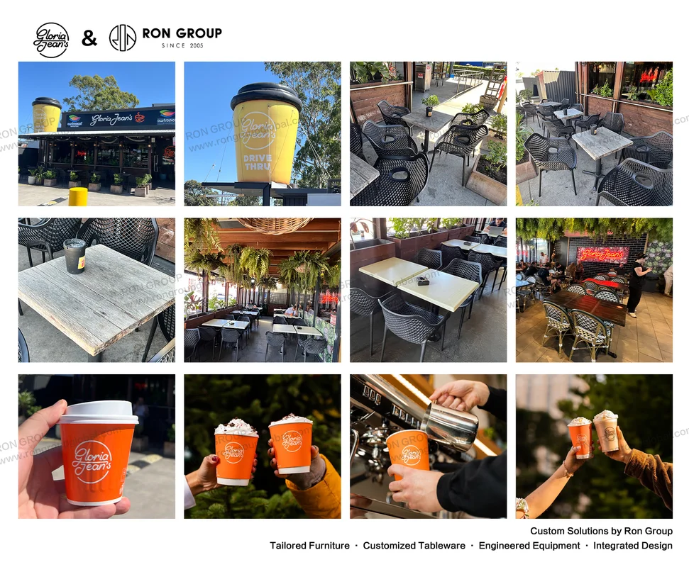 Gloria Jean's brand look across outdoor and indoor zones