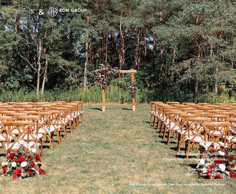 Honeypot Event Rentals Outdoor Wedding Setup in Forest