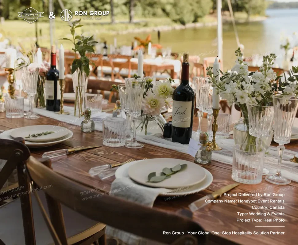 Honeypot Event Rentals Rustic Outdoor Wedding Table Setting
