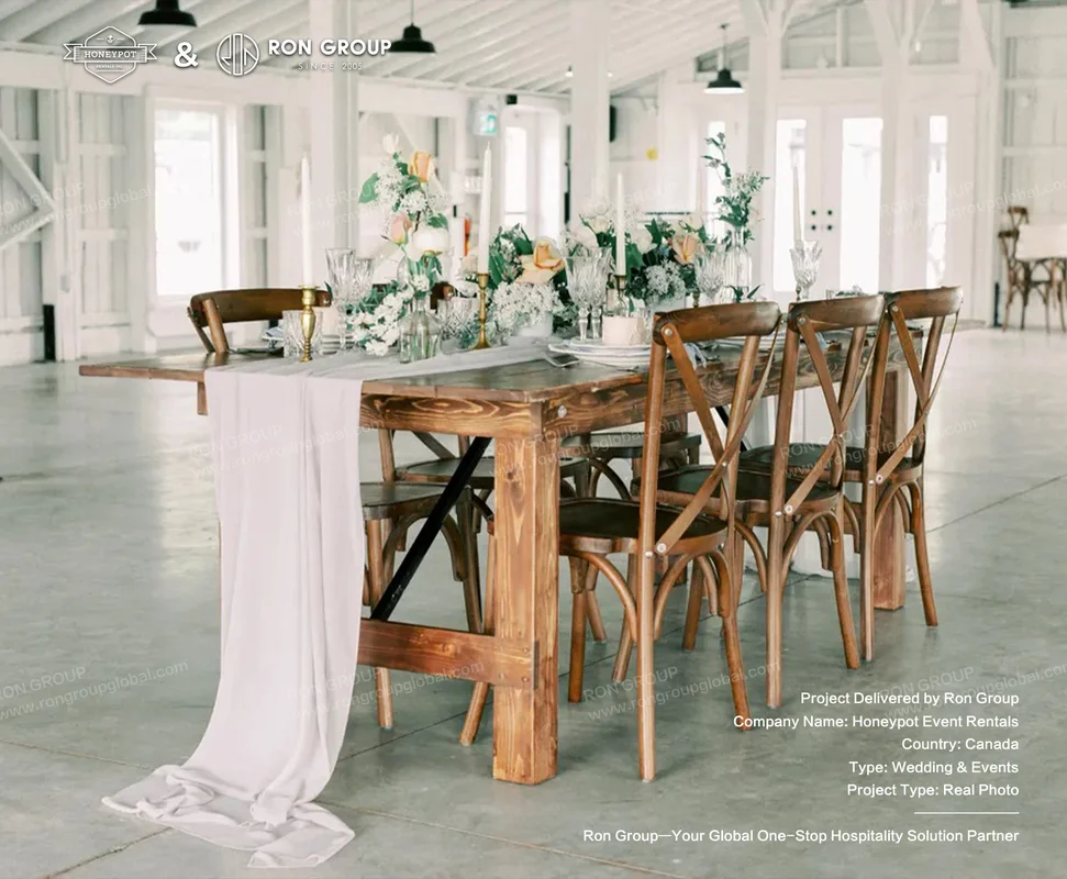 Honeypot Event Rentals Rustic Wooden Dining Table