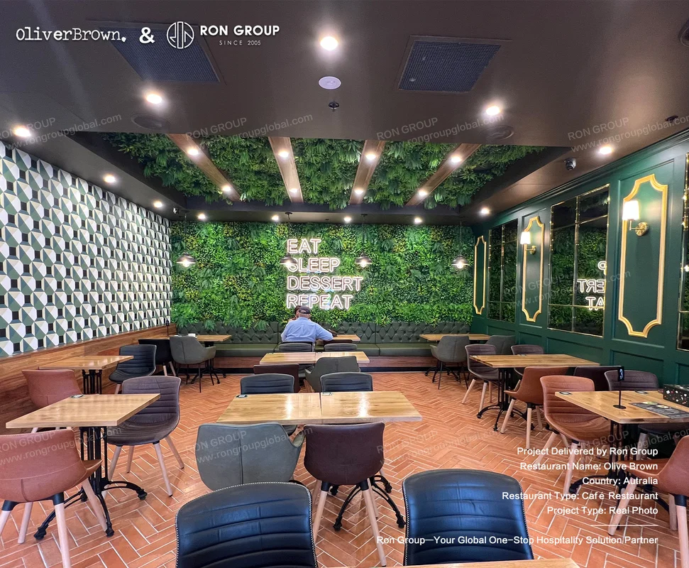 Oliver Brown cafe green living wall dining area