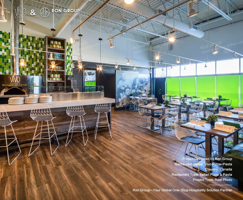 Vivo Pizza Pasta Wooden Floor and Green Wall