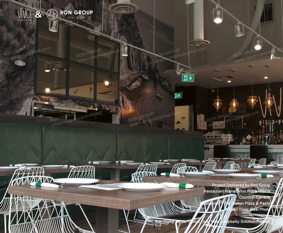 Vivo Pizza Pasta Wooden Tables With White Chairs