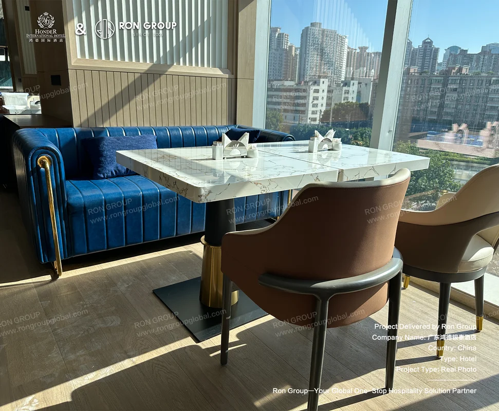 Honder International Hotel Modern Dining Area With Blue Sofa