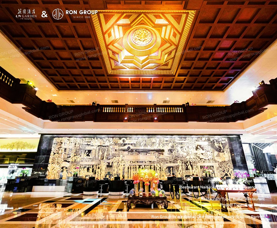 LN Garden Hotel Guangzhou Ornate Golden Ceiling Design
