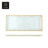 RON GROUP GoldenWave Series Rectangular Glass Plate with Gold Rim