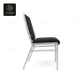 Side view of a black fabric conference chair with a silver frame.