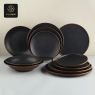 RON GROUP Earth Tone Series Black Melamine Plate Set