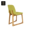 RON GROUP commercial furniture - full view green fabric chair with geometric wooden base