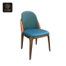 RON GROUP commercial dining - teal upholstered chair with walnut frame modern design