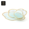 RON GROUP GoldenWave Series Glass Plates with Gold Rim