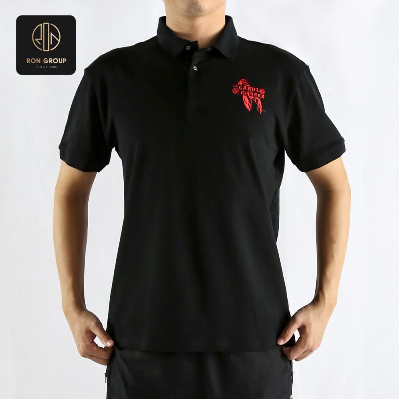 Black Polo with Red Accents