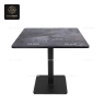 A rectangular light gray stone tabletop with a dark gray base.