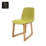 RON GROUP commercial dining - modern chair with lime green fabric and geometric wooden base