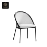 RON GROUP Leisure Dining Chair Series B - White Fabric Black Metal