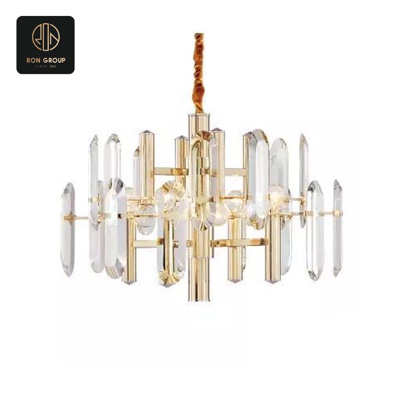 Contemporary White & Gold Chandelier