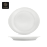 RON GROUP White Whisper Series Porcelain Plate - Front and side view