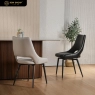 RON GROUP Modern Dining Chairs - Beige and Black Leather Chairs with Metal Legs