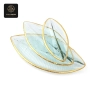 RON GROUP GoldenWave Series Glass Leaf-shaped Dishes with Gold Trim