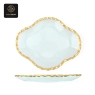 RON GROUP GoldenWave Series Glass Dish with Gold Rim