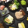 RON GROUP Earth Tone Series plates with food, catering tableware