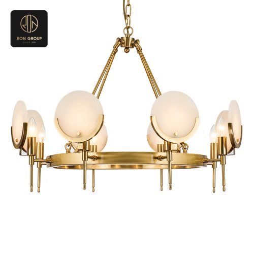 Contemporary White & Gold Chandelier