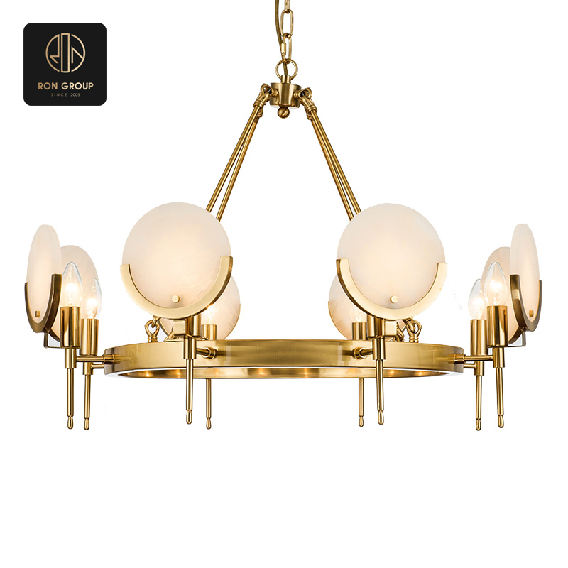 Contemporary White & Gold Chandelier