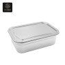 A simple, rectangular stainless steel lunch box with a fitted metal lid.
