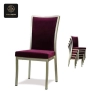 Elegant Purple Banquet Chair with Metallic Frame, Perfect for Events.