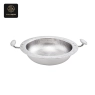 A single silver oval chafing dish with a hammered interior.