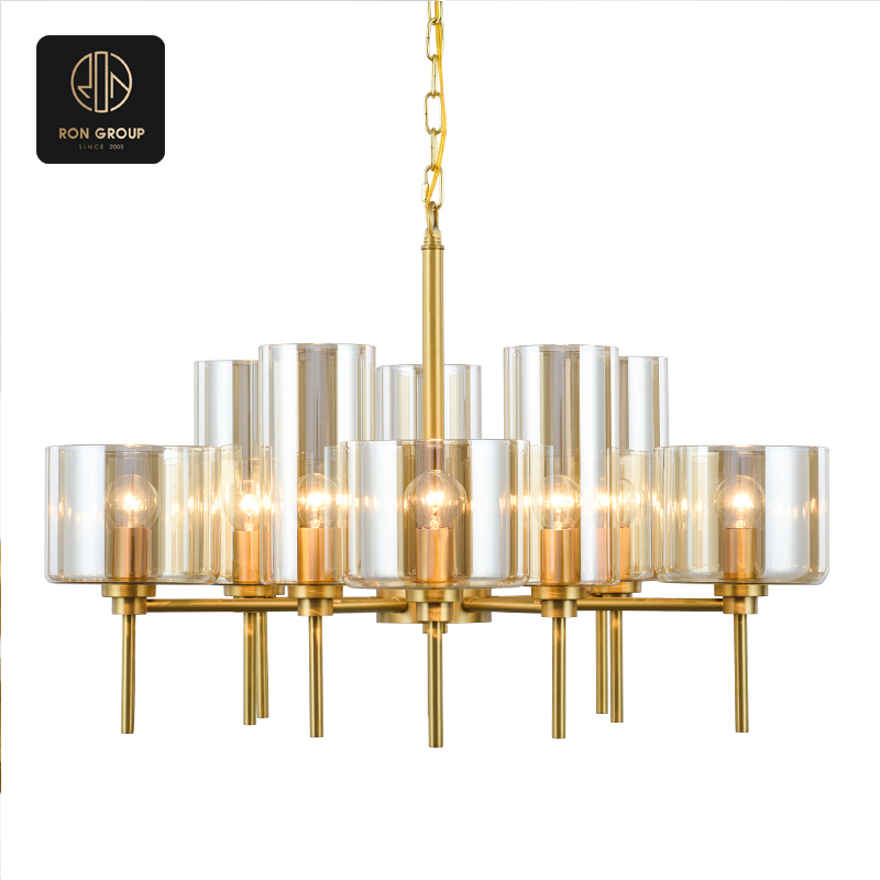 Contemporary White & Gold Chandelier