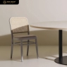 RON GROUP Dining Chair - Rattan Back and Gray Seat with Table