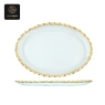 RON GROUP GoldenWave Series I Oval Glass Plate with Gold Rim