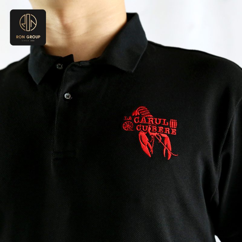 Black Polo with Red Accents