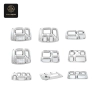 Different styles of stainless steel divided trays for serving meals.
