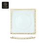 RON GROUP GoldenWave Series I Square Glass Plate with Gold Edge