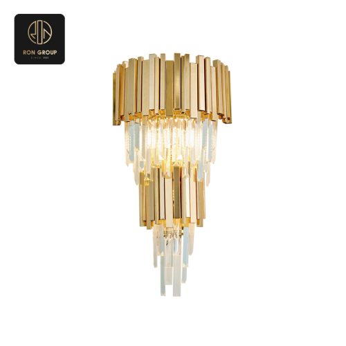 Modern Gold & Glass Chandelier