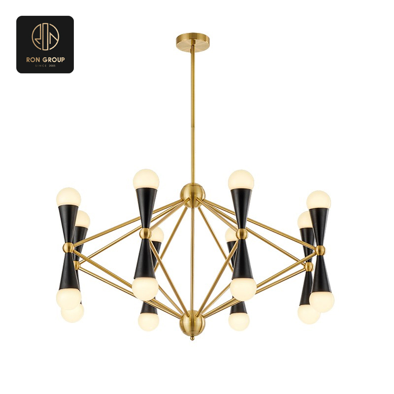 Contemporary White & Gold Chandelier