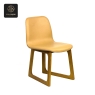 RON GROUP commercial dining - front view chair with tan upholstery and geometric base