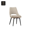 RON GROUP Beige Fabric Dining Chair with Black Legs