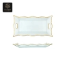 RON GROUP GoldenWave Series H Rectangular Tray with Gold Rim