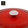 A close-up reveals the metal knob and the 'Success' embossing on the red oval lid.