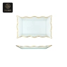 GoldenWave Series H Rectangular Glass Dish with Gold Rim