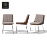 RON GROUP commercial seating - channel tufted dining chair brown upholstery metal frame set