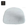 Top view of a white, removable Chiavari chair cushion on a white background.