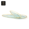 RON GROUP GoldenWave Series Oval Glass Plates with Gold Rim